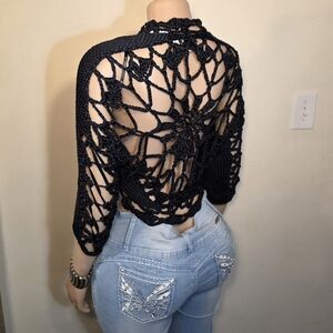 ☆Bebe Dark Navy Blue Crochet Sweater☆